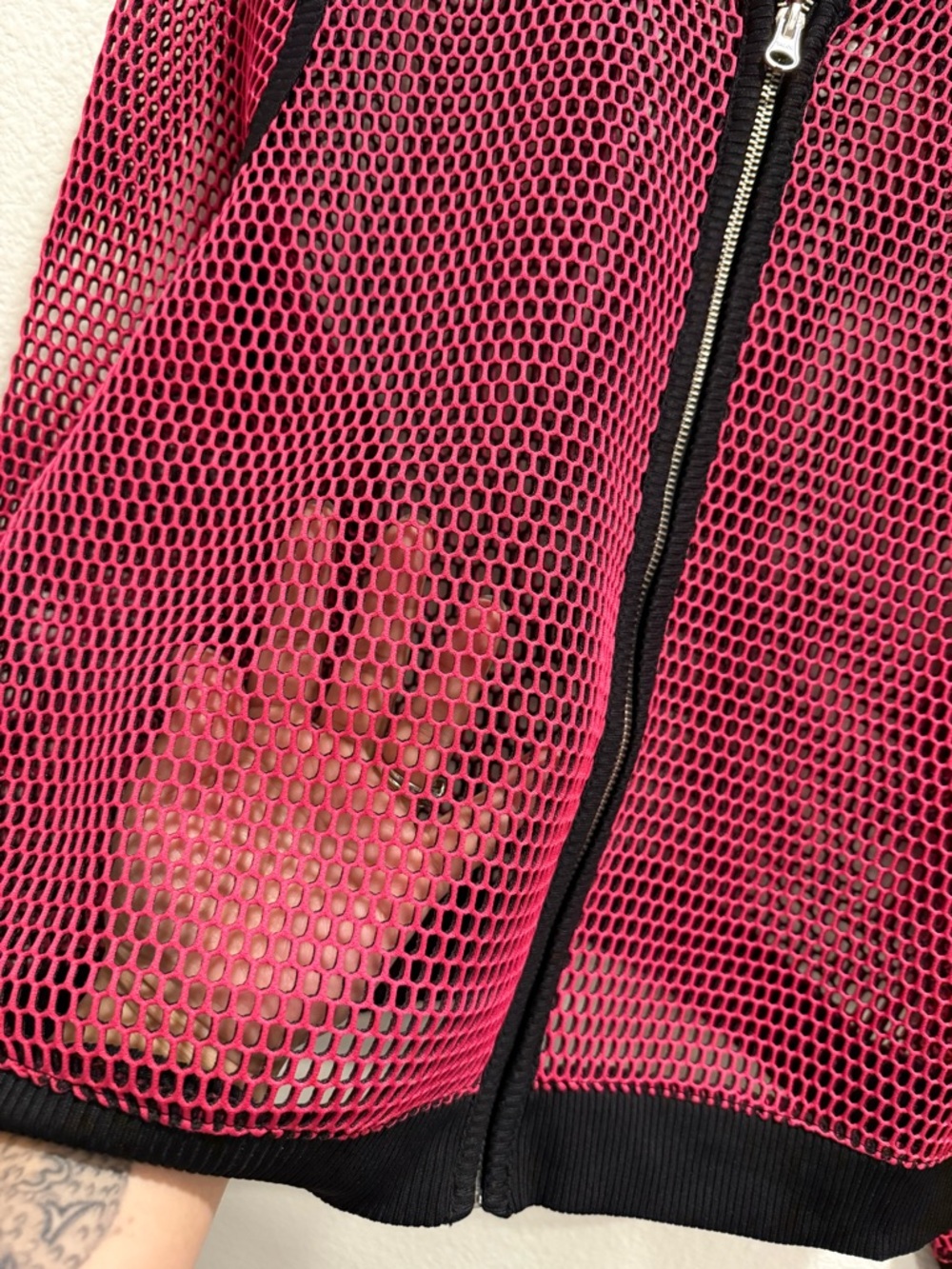 a.n.a Pink Mesh Bomber Jacket with Black Accents - Picture 3 of 4